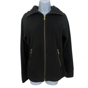 Athletic Collection by 26 Internationa Black Fleece Jacket with Gold Zip Detail